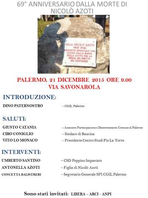 69° Anniversario della morte di Nicolò Azoti