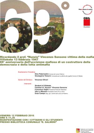 69° Anniversrio dell'uccisione mafiosa di Vincenzo Sansone