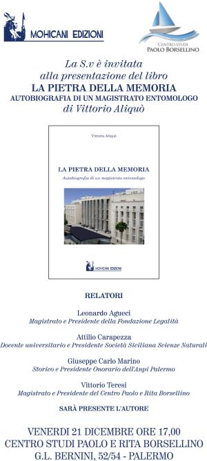Presentazione del libro - La pietra della memoria <i>di Vittorio Aliquò</i>